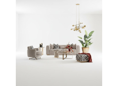 Sofagarnitur Viersitzer Sessel Stoffsofa Polstersofa Grau Set 3tlg