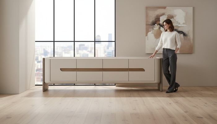 Sideboard RTV Lowboard TV Ständer Beige Holz Wohnzimmer Schrank Modern