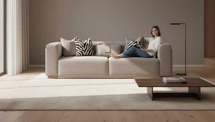 Viersitzer Sofa 4 Sitzer Stoffsofa Polstersofa Grau Modern Sofas Neu