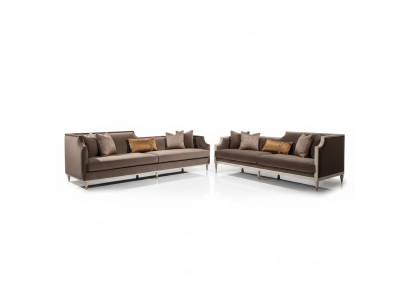 Viersitzer Sofagarnitur 4 Sitz Sofa Stoffsofa Polstersofa Braun Set