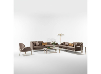 Couchgarnitur Viersitzer 4 Sitz Couchtisch Stoffsofa Sessel Braun 4tlg