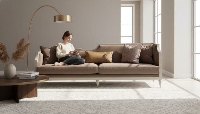 Viersitzer Sofa 4 Sitzer Stoffsofa Braun Polstersofa Sofas Wohnzimmer