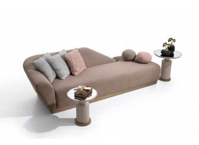 Chaiselongue Gruppe Sofa Beistelltische Polster Stoff Modern 3tlg Set