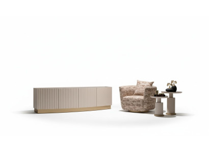 Wohnzimmer Komplette Sessel Sideboard Beistelltische Set 4tlg Beige