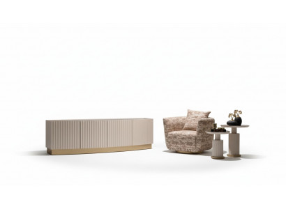 Wohnzimmer Komplette Sessel Sideboard Beistelltische Set 4tlg Beige