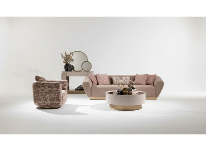 Sofagarnitur Sofa 3 Sitzer Sessel Couchtisch Kommode Beige Stoff 5tlg