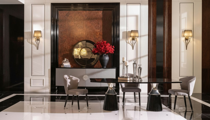Luxus Essgruppe Essecke Esstisch Stühle Schwarz 9tlg Esszimmer Holz