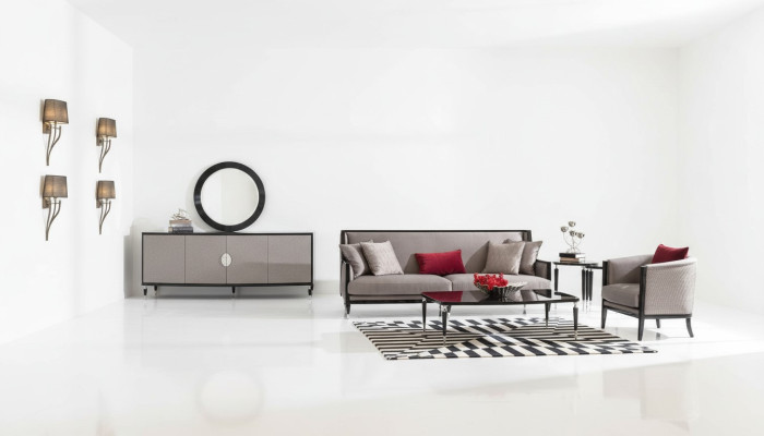 Komplette Couchgarnitur Dreisitzer Sessel Couchtisch Set 3tlg Grau
