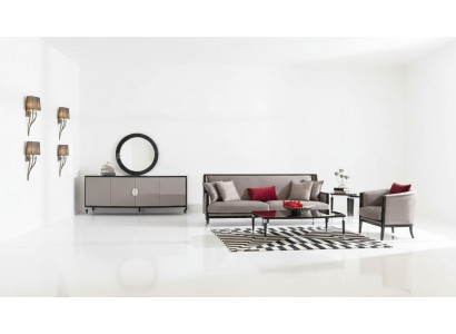 Komplette Couchgarnitur Dreisitzer Sessel Couchtisch Set 3tlg Grau