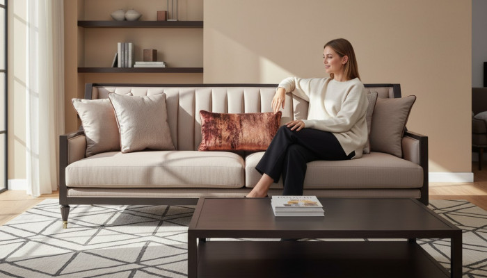 Viersitzer Sofa 4 Sitzer Stoffsofa Polstersofa Grau Klassischе Design