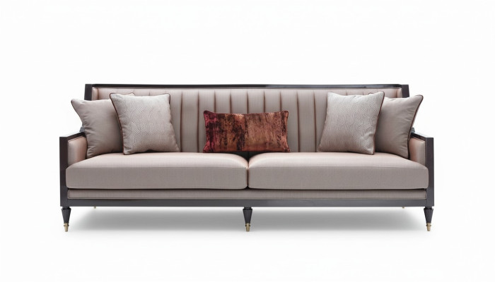 Viersitzer Sofa 4 Sitzer Stoffsofa Polstersofa Grau Klassischе Design