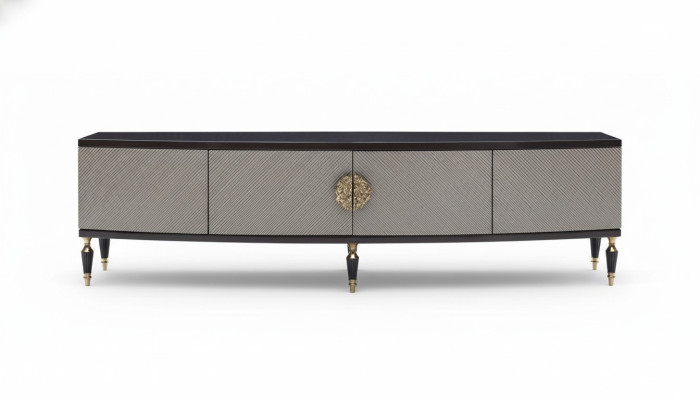 Sideboard RTV Lowboard TV Ständer Schrank Holz Grau Wohnzimmer