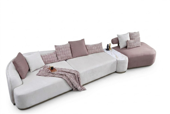 Wohnlandschaft Stoffsofa Rosa Großes Sofa Polstersofa Modern Sofas