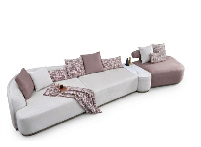 Wohnlandschaft Stoffsofa Rosa Großes Sofa Polstersofa Modern Sofas