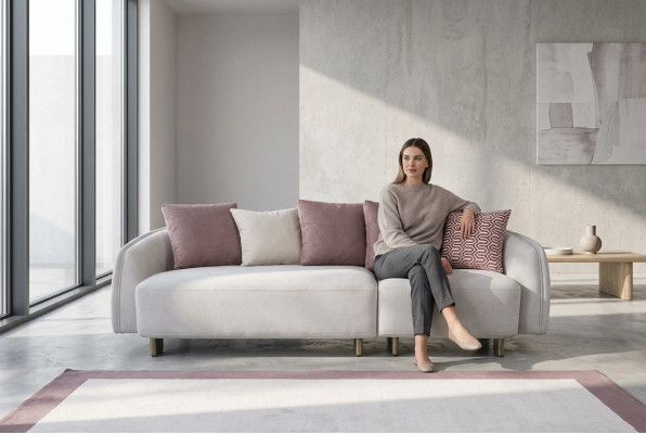 Moderne Dreisitzer Sofa 3 Sitzer Stoffsofa Polstersofa Weiß Sofas Neu