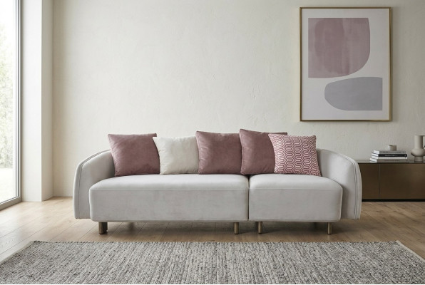 Moderne Dreisitzer Sofa 3 Sitzer Stoffsofa Polstersofa Weiß Sofas Neu