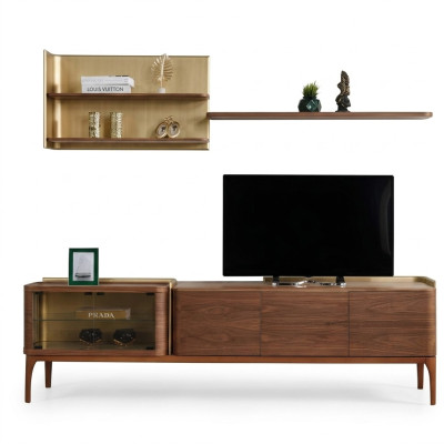 Sideboard Regale RTV Lowboard TV Ständer Schrank Holz Braun Set