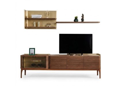 Sideboard Regale RTV Lowboard TV Ständer Schrank Holz Braun Set