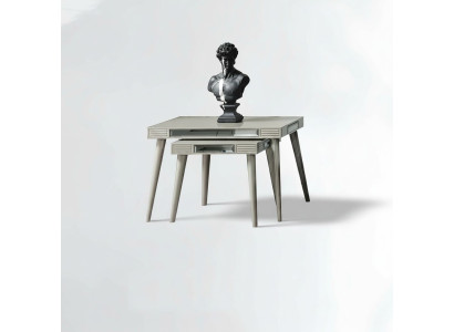 Gruppe Beistelltische 2tlg Kaffeetische Sofatische Silber Wohnzimmer