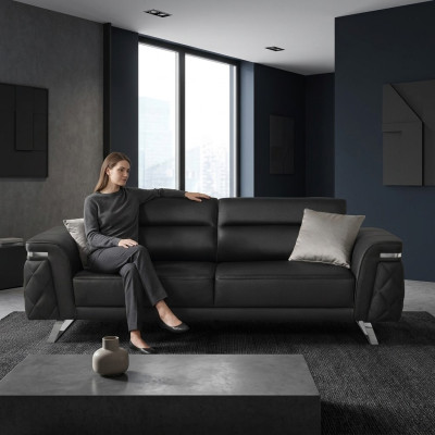Moderne Dreisitzer Stoffsofa Sofa 3 Sitzer Polstersofa Schwarz Design