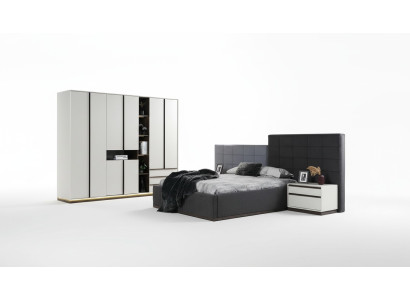 Garnitur Doppelbett Schlafzimmer Bett Nachttische 4tlg Grau Schranke