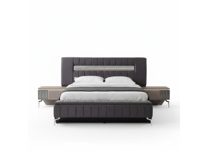 Doppelbett Garnitur Nachttische Schlafzimmer Bett 3tlg Grau Bettrahmen