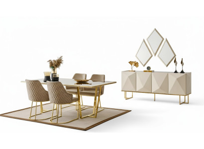 Luxus Essecke Essgruppe Esstisch Stühle Beige Set 11tlg Esszimmer