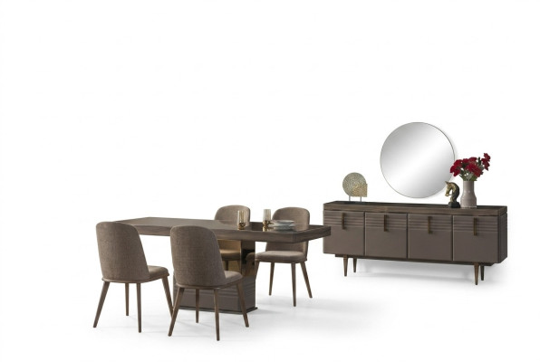 Essgruppe Essecke Esszimmer Esstisch Stühle Grau Holz Set 9tlg Moderne