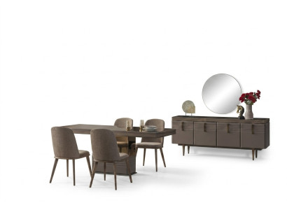 Essgruppe Essecke Esszimmer Esstisch Stühle Grau Holz Set 9tlg Moderne