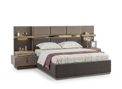 Schlafzimmer Komplette Doppelbett Bett Nachttische Konsole 6tlg Grau