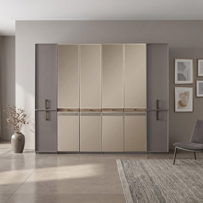 Modern Kleiderschrank Schrank Holzschrank Holz Grau Schlafzimmerschrank