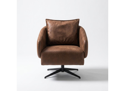 Sessel Ohrensessel Drehstuhl Einsitzer Sitzer Kunstleder Braun Design