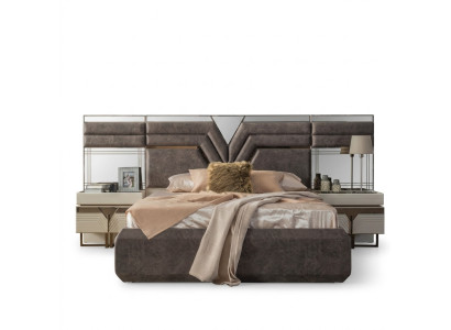 Schlafzimmer Garnitur Doppelbett Bett Nachttische Set 3tlg Grau Modern