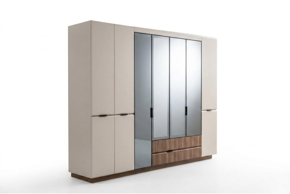 Kleiderschrank Holzschrank Beige Schlafzimmerschrank Schrank Moderne