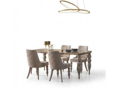 Beiger Esszimmertisch Luxuriöser Holztisch Designer Esszimmer Möbel Neu