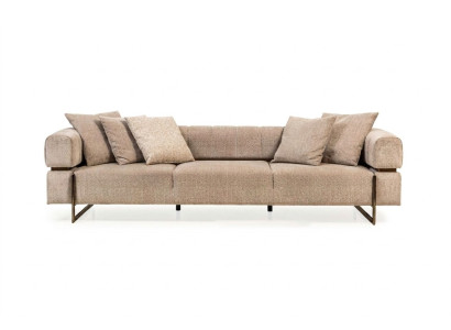 Beiger Viersitzer Designer Stoffsofa Polstersofas Wohnzimmer Couchen