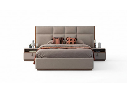 Doppelbett Schlafzimmer Bett Nachttische Grau Set 3tlg Bettkasten