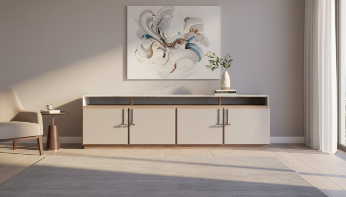 Sideboard TV Ständer RTV Lowboard Grau Wohnzimmer Holz Tisch Schrank