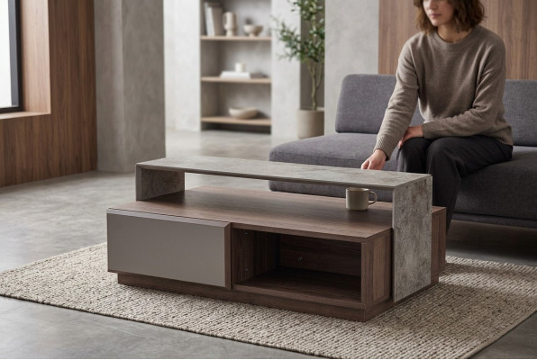 Couchtisch Kaffeetisch Sofatisch Beistelltisch Tisch Wohnzimmer Grau