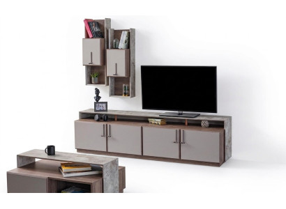 TV Ständer Wandschränke Sideboard RTV Lowboard Grau Wohnzimmer Holz