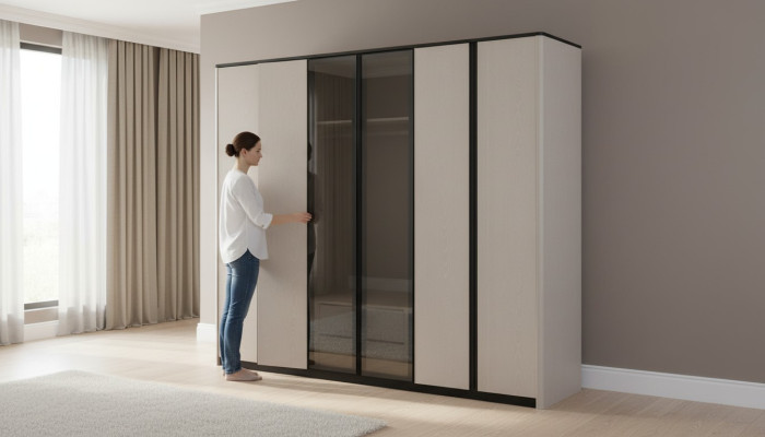 Schrank Kleiderschrank Garderobenschrank Moderne Holzschrank Grau