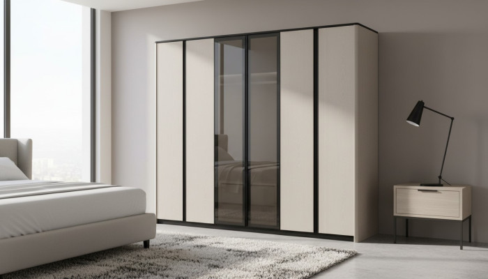 Schrank Kleiderschrank Garderobenschrank Moderne Holzschrank Grau