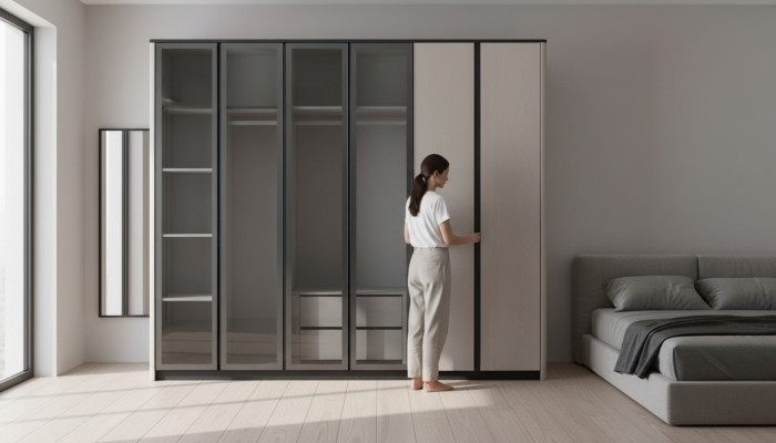 Holzschrank Schrank Kleiderschrank Garderobenschrank Moderne Grau