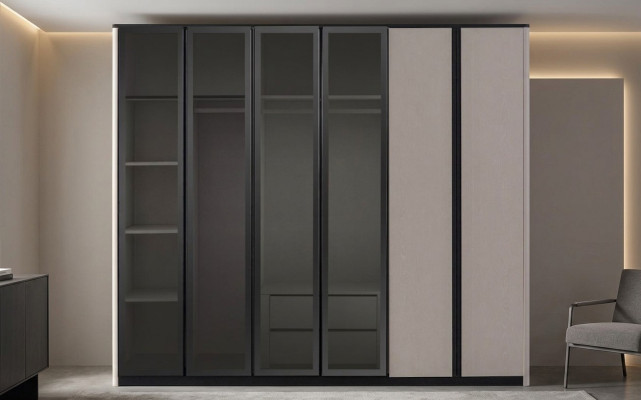 Holzschrank Schrank Kleiderschrank Garderobenschrank Moderne Grau