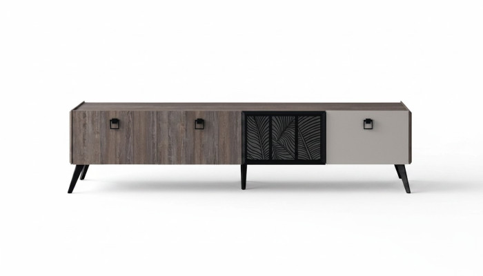 Sideboard Wohnzimmer TV Ständer RTV Lowboard Schrank Holz Grau Kommode