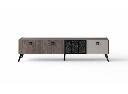 Sideboard Wohnzimmer TV Ständer RTV Lowboard Schrank Holz Grau Kommode