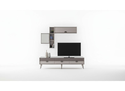 Beiges Wohnzimmer Sideboard Robuster TV-Ständer Lowboard Luxus Regale