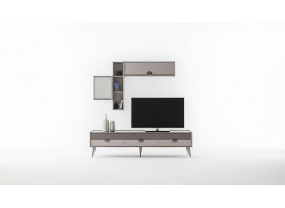Beiges Wohnzimmer Sideboard Robuster TV-Ständer Lowboard Luxus Regale