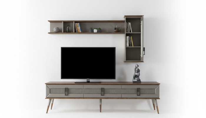 Moderne Braune Wohnzimmer Möbel Robustes Sideboard Designer Regal 2tlg