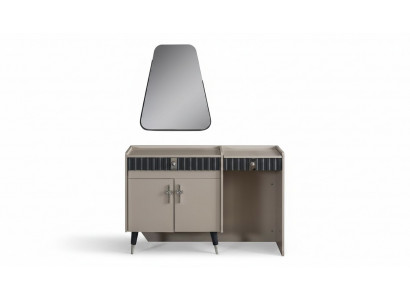 Beiger Schminktisch Holz Kosmetiktisch Designer Konsole Spiegel 2tlg